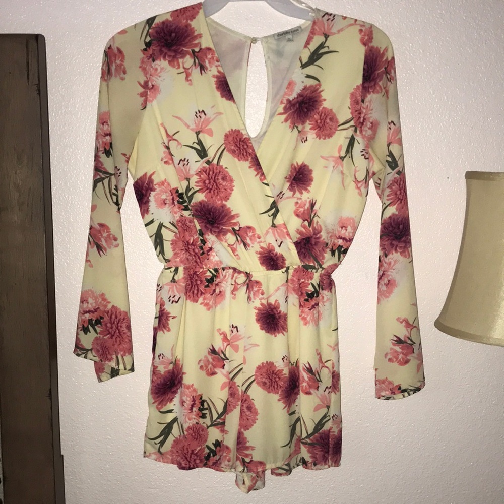 Floral yellow and rose romper!
